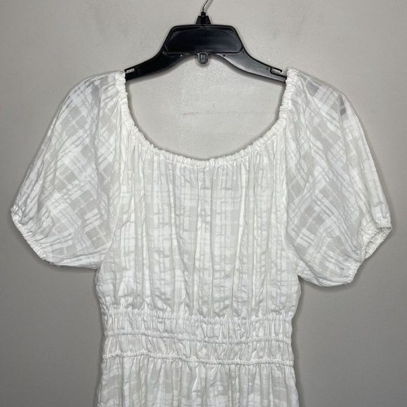 MADEWELL Lighthouse White Sophia Midi Seersucker Dress NEW $128 Pockets Womens M - Picture 8 of 16